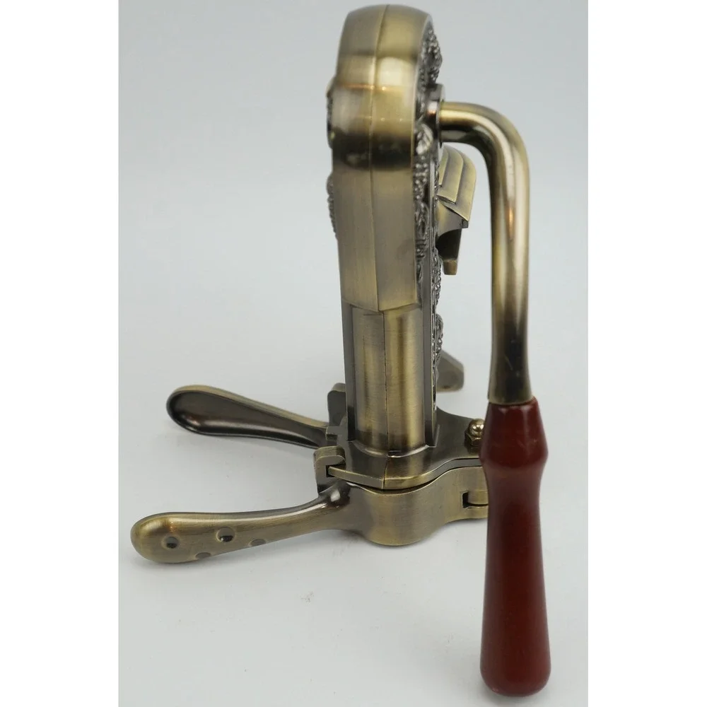 Legacy Wine Enthusiast Opener Corkscrew Brass Grape Relief Table Mount Clamp EUC